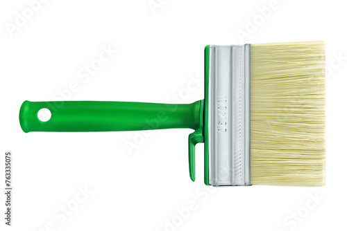 Green wide painting brush isolated on white background © PhotoSG