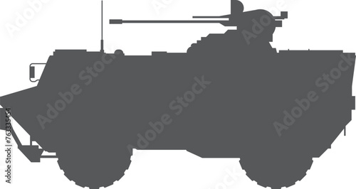Armored fighting vehicle black silhouette. Military transport