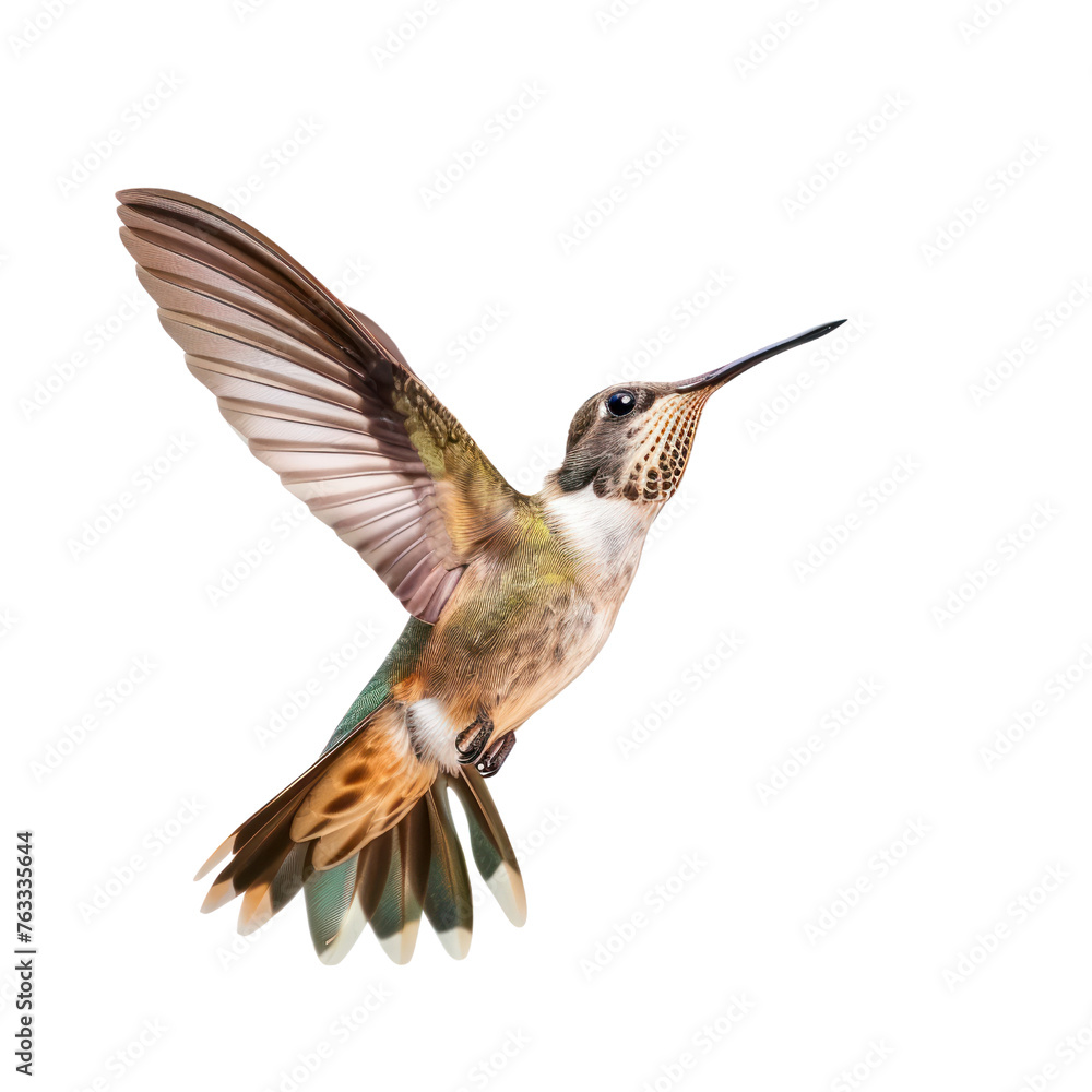 Fototapeta premium flying humming bird on isolated transparent background
