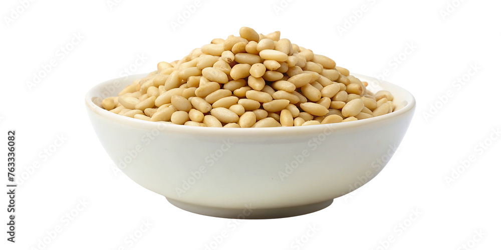 White bowl on pine nuts. isolated on transparent background. White bowl on pine nuts. isolated on transparent background.