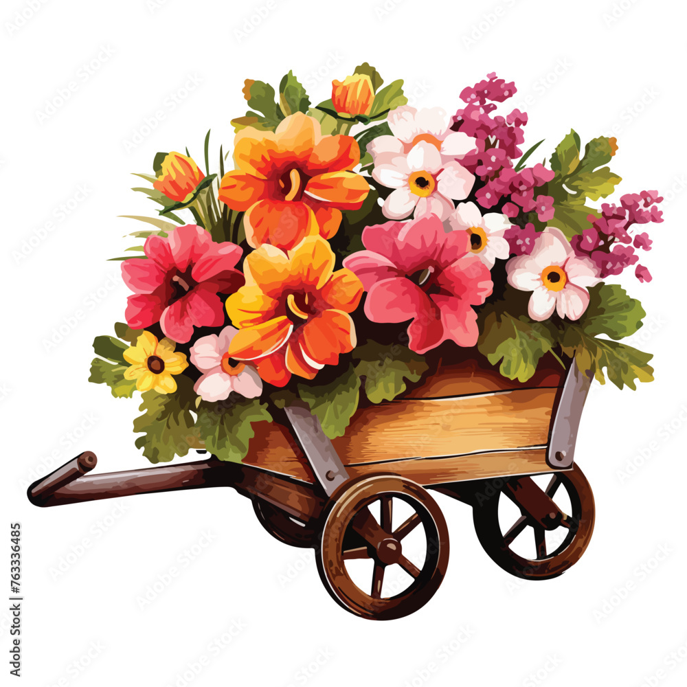 Wheelbarrow with Flowers Clipart