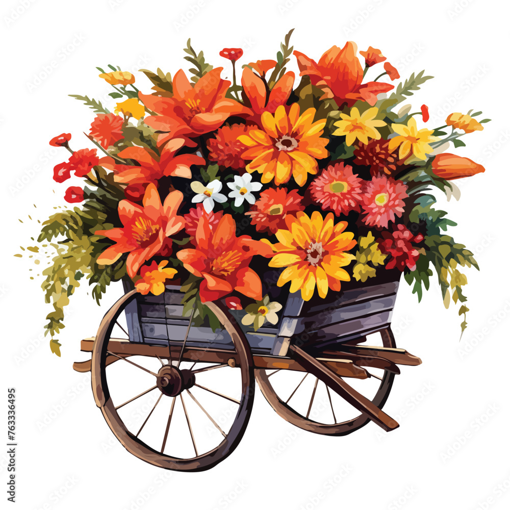 Wheelbarrow with Flowers Clipart