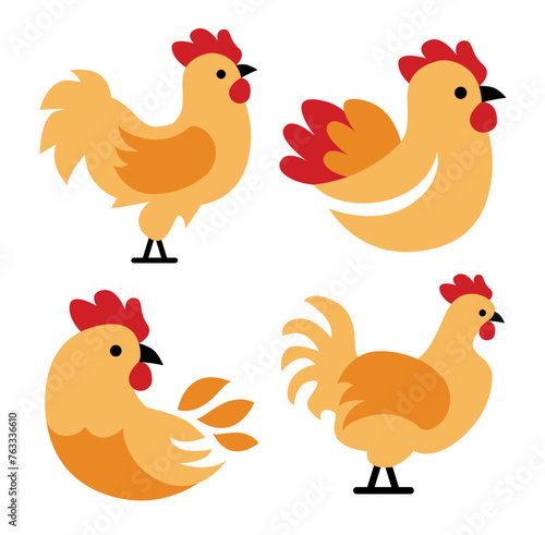 Flat Minimalist Chicken Logo