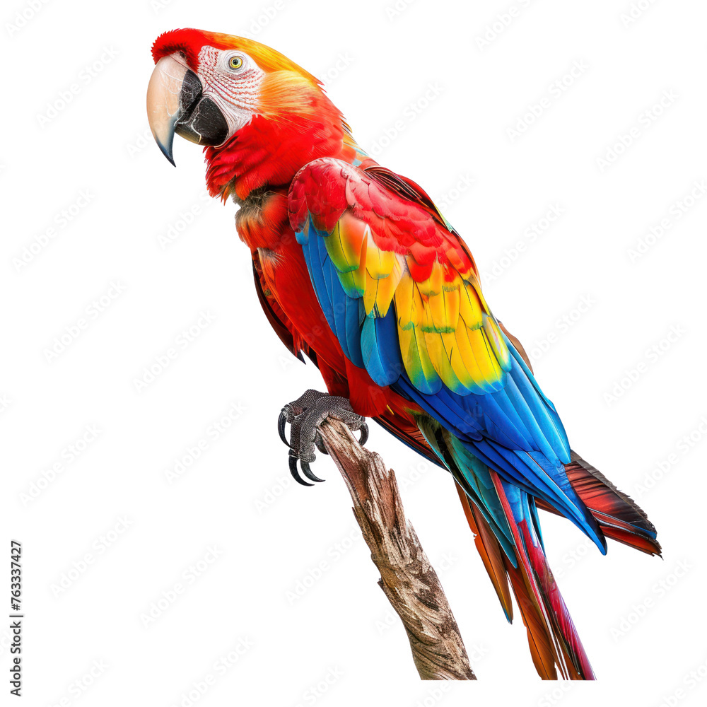 macaw on isolated transparent background