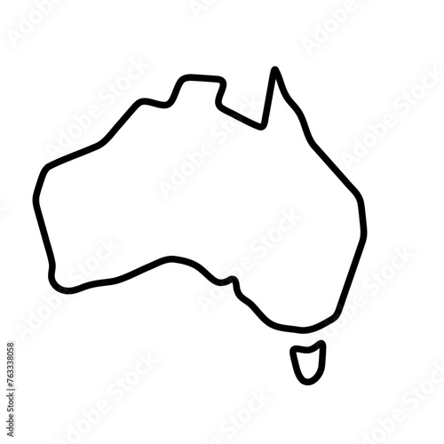 Australia country simplified map. Thick black outline contour. Simple vector icon