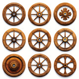 Wooden Wheels Clipart isolated on white background