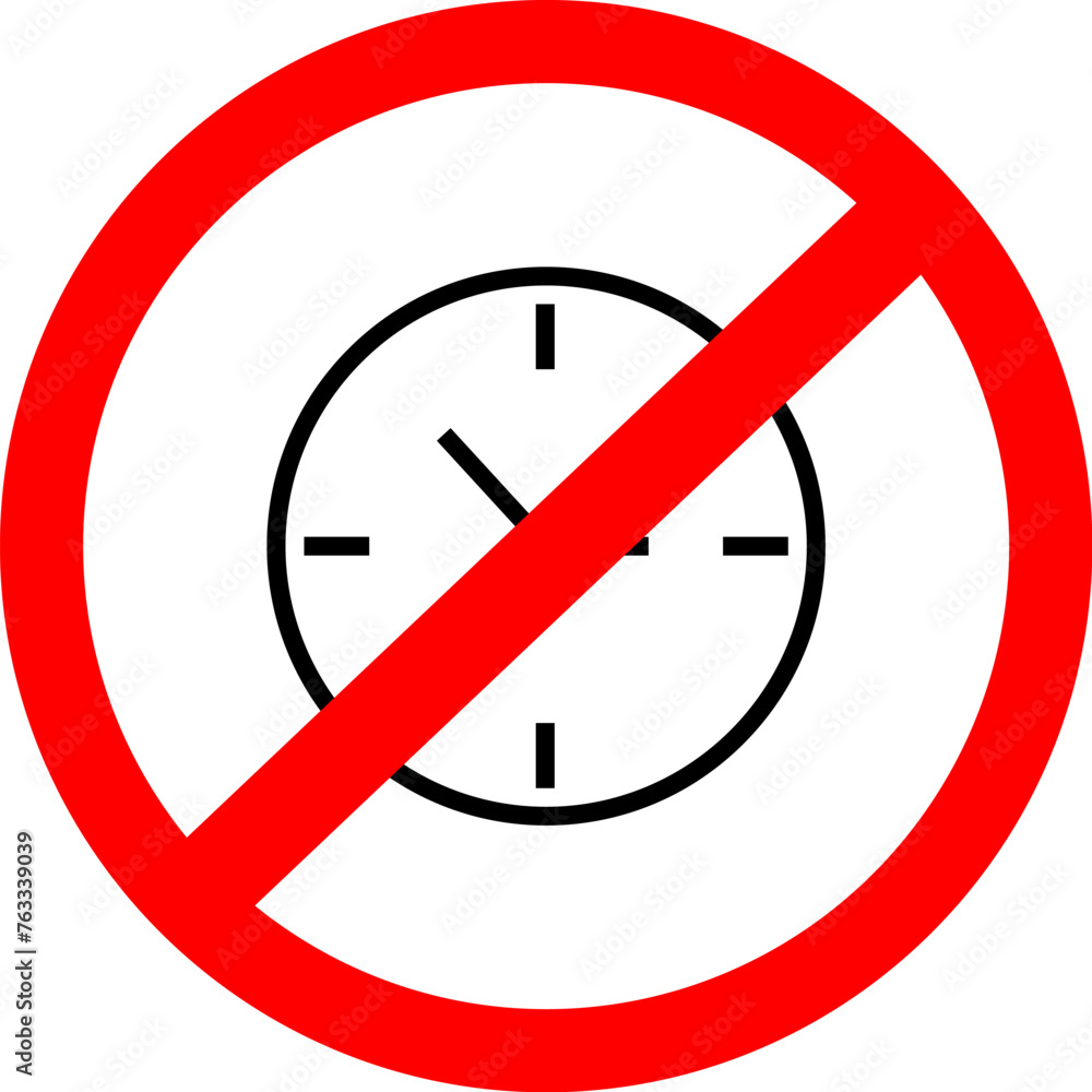 No Time Icon. No Clock Vector. Time Forbidden Sign. Stock Vector