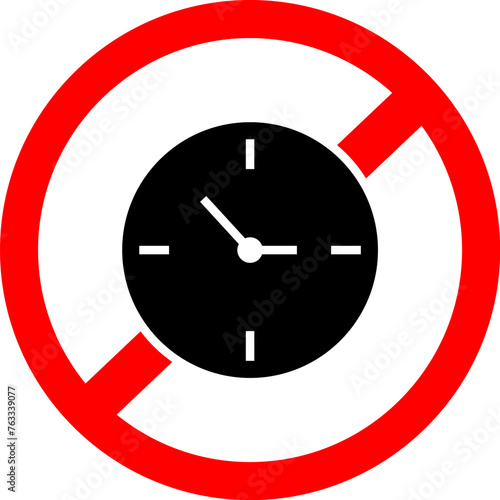 No Time Icon. No Clock Vector.  Time Forbidden Sign.