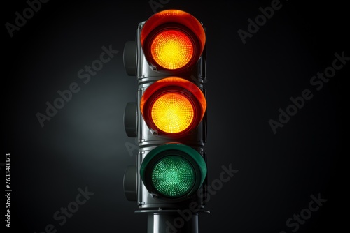 a traffic light with yellow and green lights