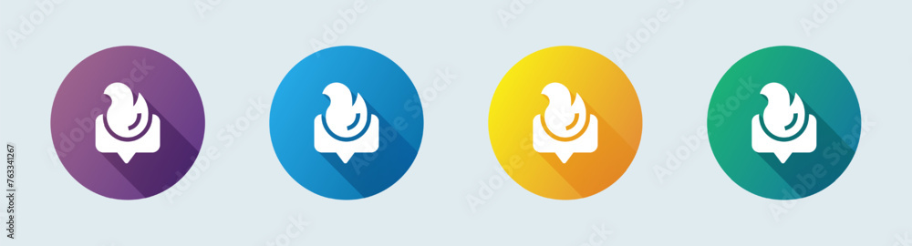 Trending solid icon in flat design style. Fire signs vector illustration.