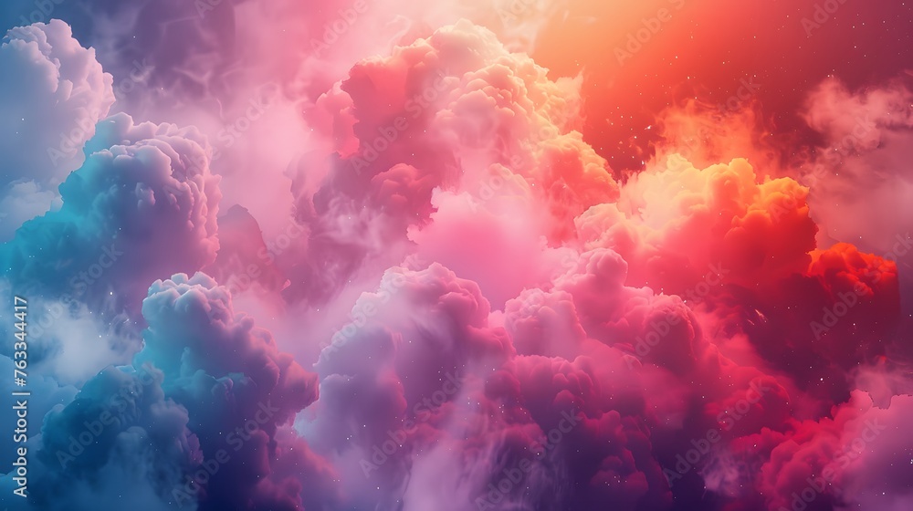 Abstract colorful multicolored smoke spreading bright background for advertising or design gadget wallpaper Smoke texture with neon lighting billowing clouds Modern design Generative AI - obrazy, fototapety, plakaty 