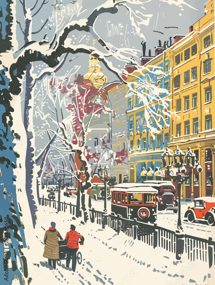 Obraz premium Winter Scenery Illustration