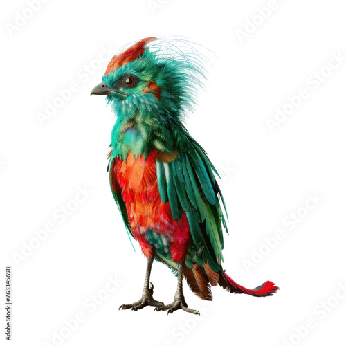 resplendent quetzal bird on isolated transparent background