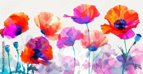 Poppies Flower Watercolor