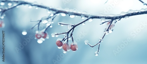 Close-up of ice-covered berries on a branch