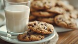 chocolate chip cookie with milk
