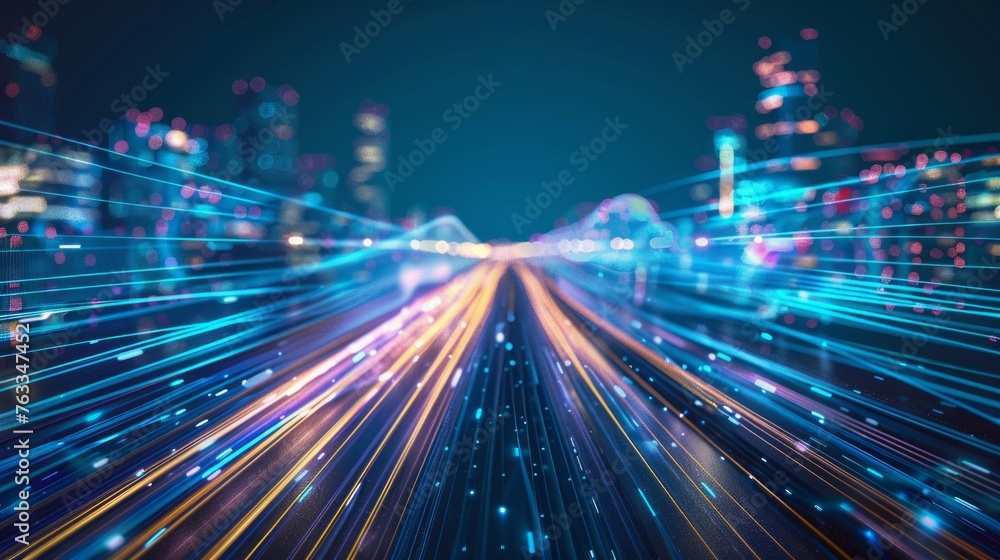 GPT High-speed data stream in a neon cityscape GPT High-speed data stream in a neon cityscape