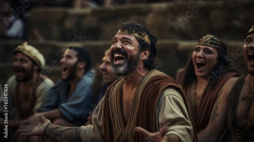 Greek theater comedy captures humor actors in witty dialogue © javier