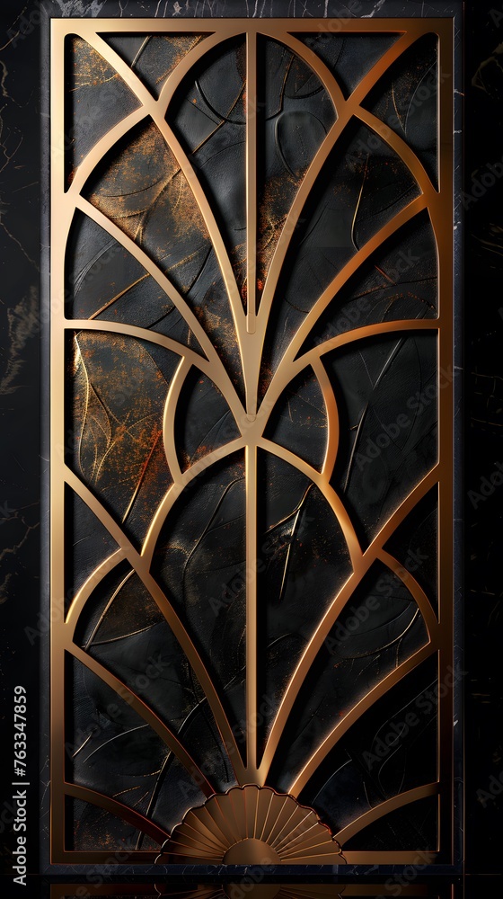 stylish rectangular gold art deco metal bar on a black background stylish rectangular gold art deco metal bar on a black background