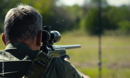 a sniper aims at a target