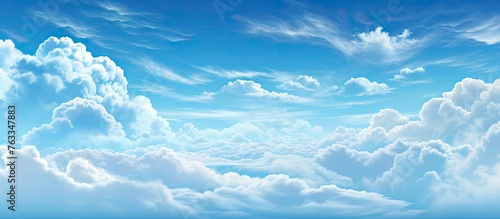 Fototapeta Naklejka Na Ścianę i Meble -  A boat sailing on the water under a blue sky with fluffy clouds