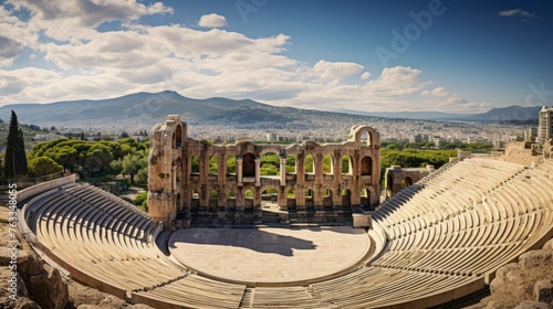 Panoramic city view from Greek theater underlines its cultural significance photo