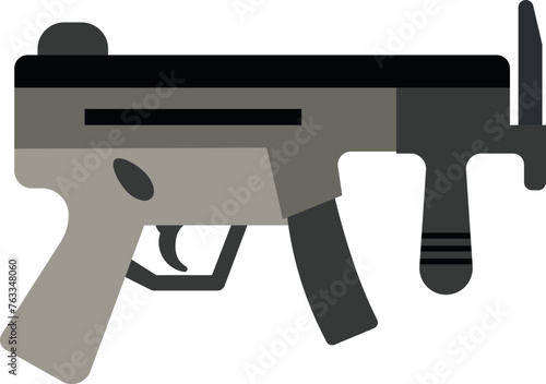 Submachine gun. Military automatic weapon. Metal handgun