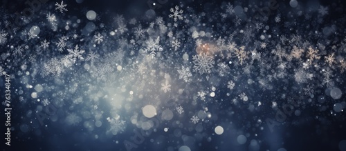 Wallpaper Mural Snowflakes falling down in the dark Torontodigital.ca