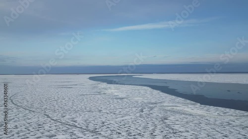 Wallpaper Mural View from above. Blue sky, river covered with ice. Torontodigital.ca