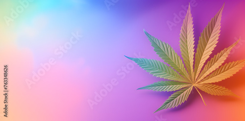 Cannabis leaf isolated on rainbow gradient color  background