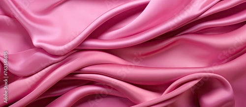 Pink silk fabric with abundant folds