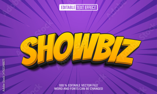 Editable 3d text style effect - Showbiz text effect Template