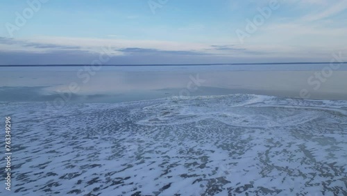 Wallpaper Mural View from above. The ice cracked on the lake and a ravine appeared. Torontodigital.ca