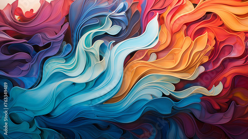 Vibrant Abstract Art with Flowing Color Waves