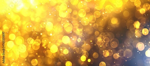A blurred depiction of a radiant and bright yellow light creating a mesmerizing abstract background with dazzling bokeh lights in the foreground 
