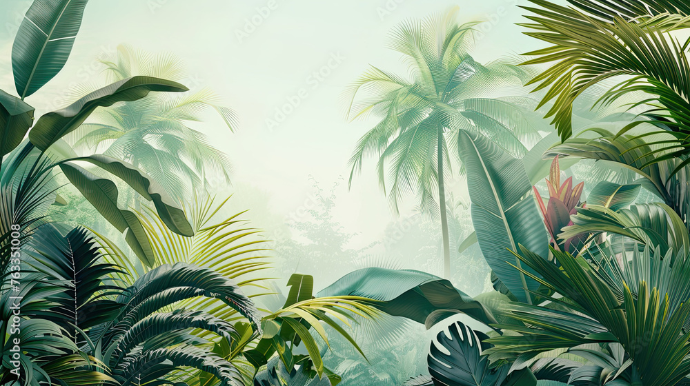Tropical Tranquility: Enriching Spaces with Custom 3D Printed Wallpaper