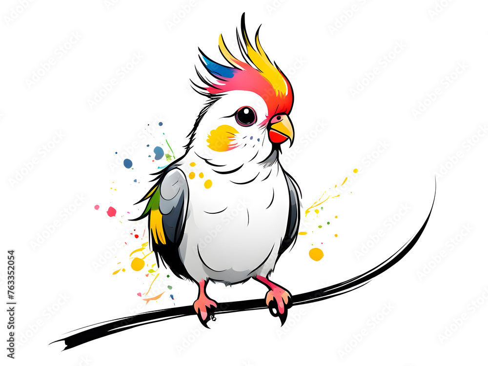 a cute colorful Cockatiel Illustration material a cute colorful Cockatiel Illustration material