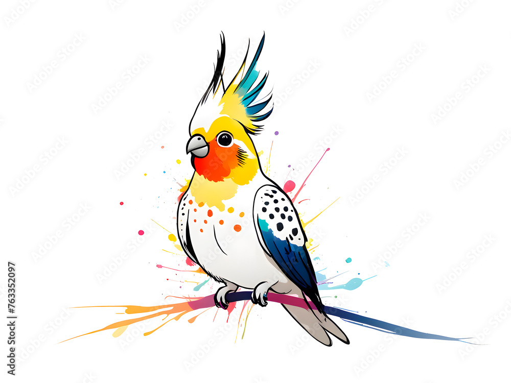 a cute colorful Cockatiel Illustration material a cute colorful Cockatiel Illustration material