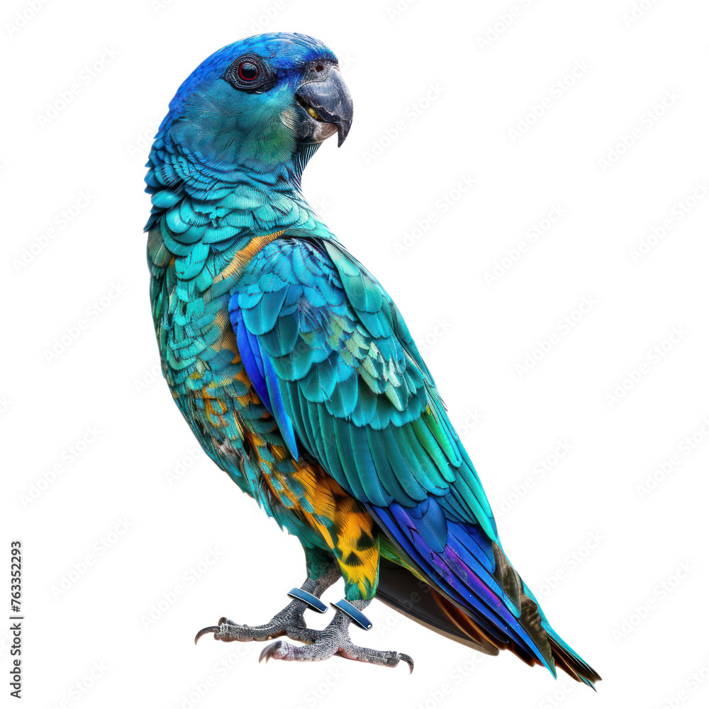Obraz premium Turquoise parrot on isolated transparent background