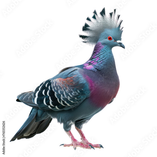 victoria crowned pigeon on isolated transparent background