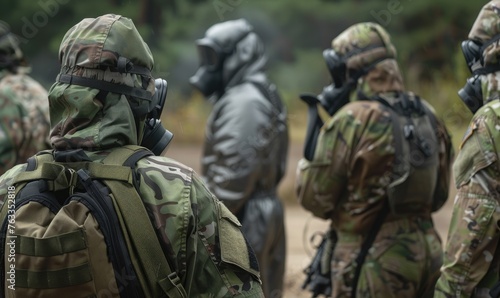 soldiers with nuclear radiation protective equipment