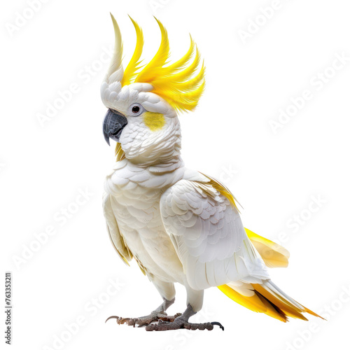 yellow crested cockatoo on isolated transparent background photo