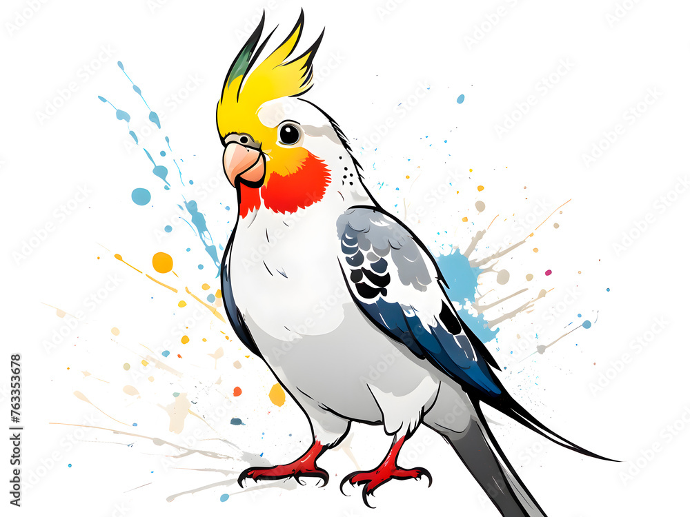 a cute colorful Cockatiel Illustration material a cute colorful Cockatiel Illustration material
