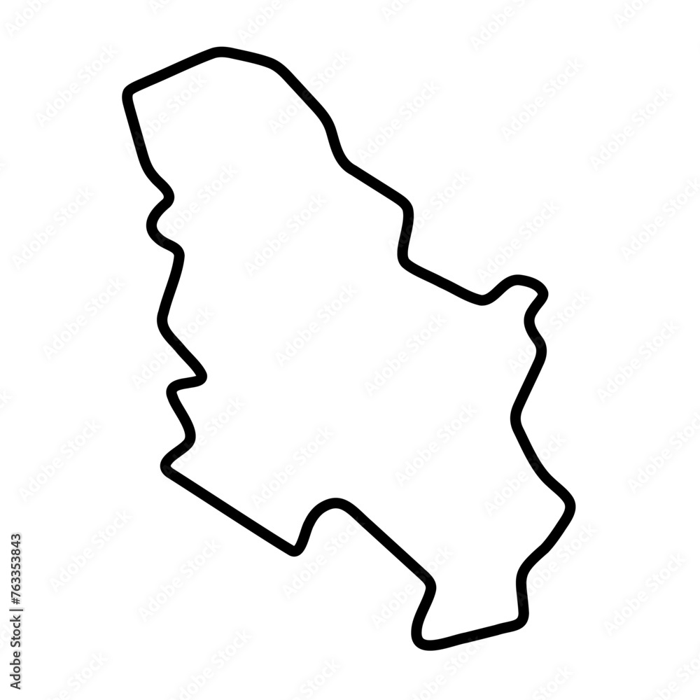 Serbia country simplified map. Thick black outline contour. Simple vector icon Serbia country simplified map. Thick black outline contour. Simple vector icon