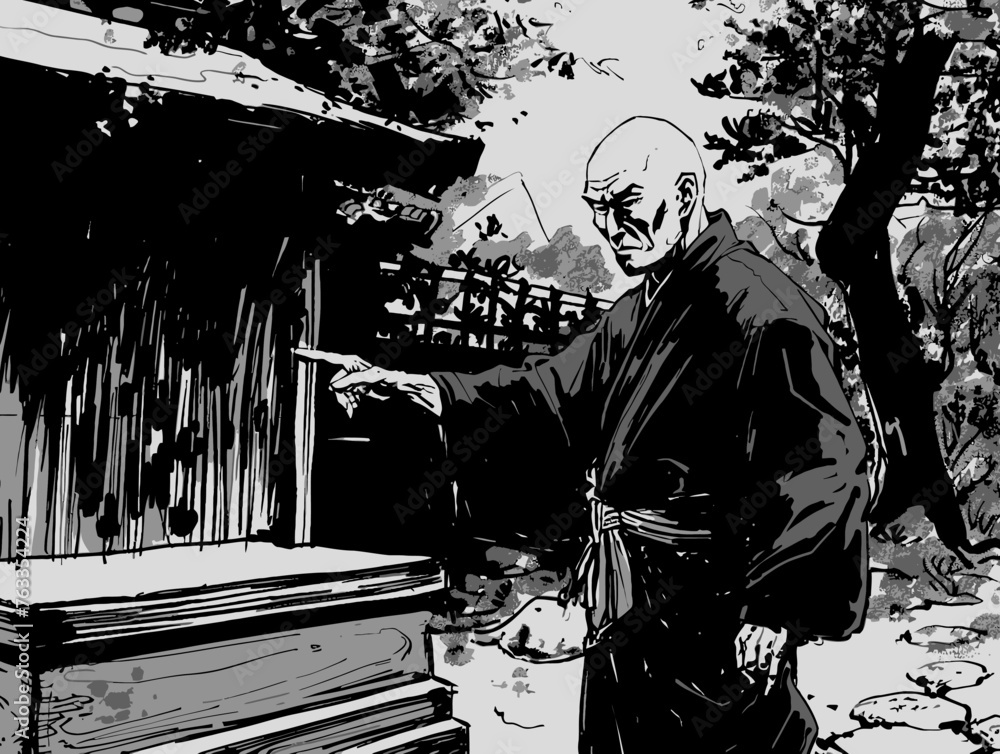 Fototapeta premium Traditional Monk Character Illustration