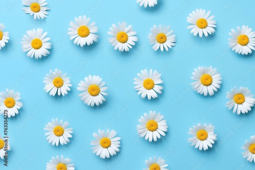 a blue background with daisies on a blue background. a blue background with daisies on a blue background.