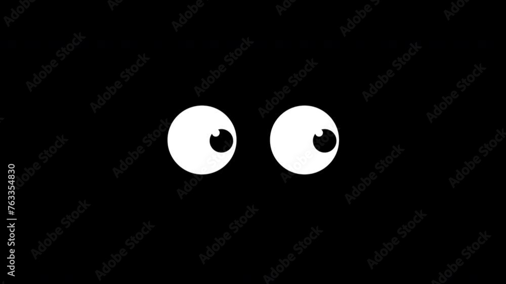 Animated cartoon eyes gif blinking in the dark and looking around and
