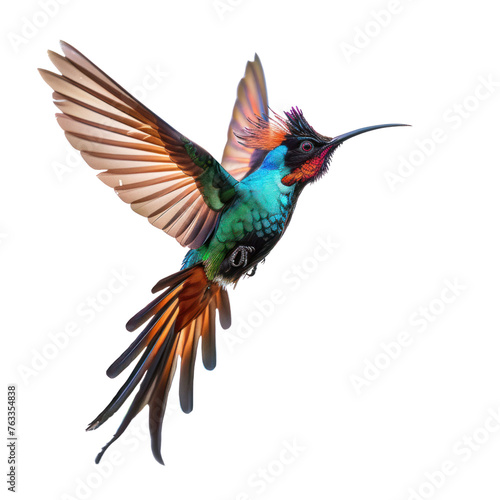 flying ribbon tailed astrapia bird on isolated transparent background photo