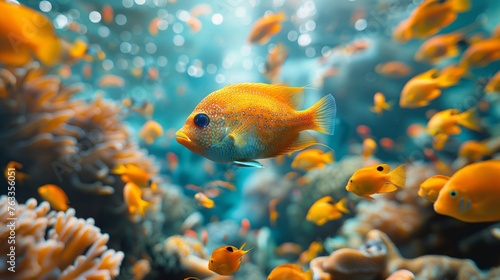 Vibrant Underwater Scene with Tropical Fishes and Coral Reefs