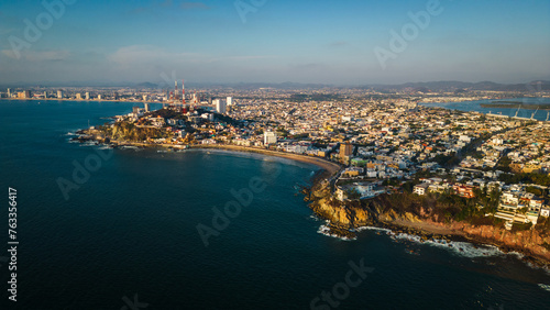 aerial view of Mazatlan Mexico City with coastline Pacific Ocean  © Michele
